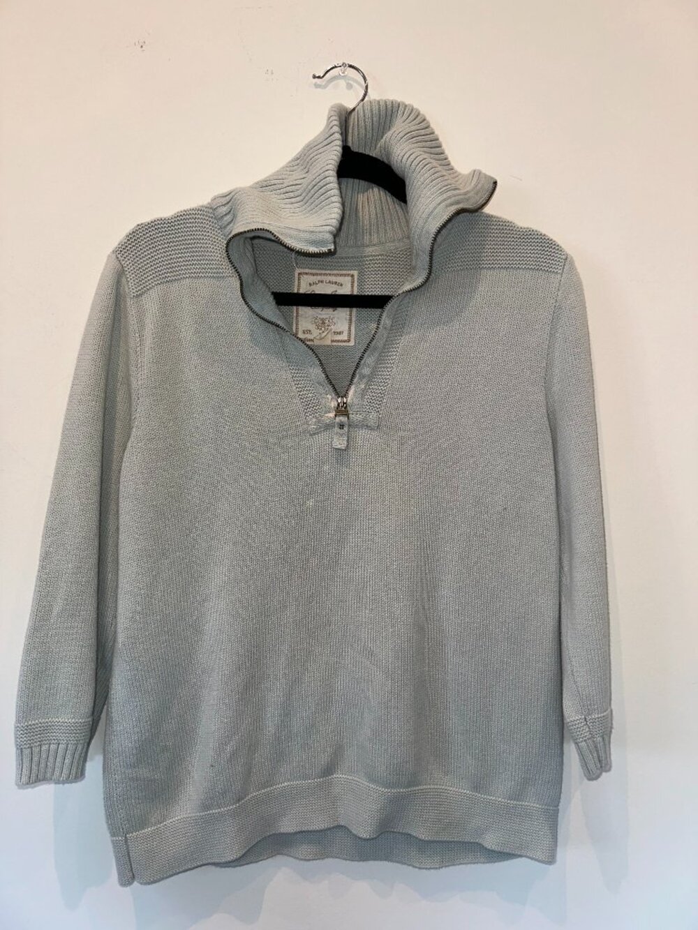 Ralph Lauren Jeans Co Light Blue Half-Zip Ribbed Pullover Sweater